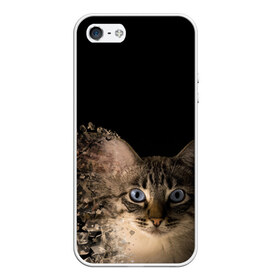Чехол для iPhone 5/5S матовый с принтом Disintegrating Cat в Екатеринбурге, Силикон | Область печати: задняя сторона чехла, без боковых панелей | cat | азулес | атомный кот | голубоглазая кошка | голубоглазый кот | голубоглазый котик | кот | кот к | кот распадающийся на атомы | кот с голубыми глазами | котик | котэ | кошак | кошачий портрет