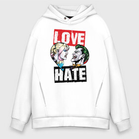 Мужское худи Oversize хлопок с принтом Love Hate в Екатеринбурге, френч-терри — 70% хлопок, 30% полиэстер. Мягкий теплый начес внутри —100% хлопок | боковые карманы, эластичные манжеты и нижняя кромка, капюшон на магнитной кнопке | harleen quinzel | harley | harley quin | harley quinn | shtatharley | джокер | джокир | лав | сердца | харли квин | харли квинн | харли куин | харли куинн | харлин квинзель | хейт