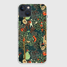 Чехол для iPhone 13 с принтом Abstraction Pattern в Екатеринбурге,  |  | abstraction pattern | forest | fox | girl | абстракция | лес | лисы | паттерн | узор