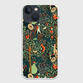 Чехол для iPhone 13 mini с принтом Abstraction Pattern в Екатеринбурге,  |  | abstraction pattern | forest | fox | girl | абстракция | лес | лисы | паттерн | узор