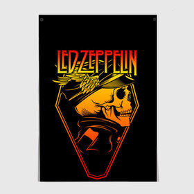 Постер с принтом Led Zeppelin в Екатеринбурге, 100% бумага
 | бумага, плотность 150 мг. Матовая, но за счет высокого коэффициента гладкости имеет небольшой блеск и дает на свету блики, но в отличии от глянцевой бумаги не покрыта лаком | john paul jones | music | блюз | джимми пейдж | джон пол джонс | метал | роберт плант | рок | фолк | хард | хеви