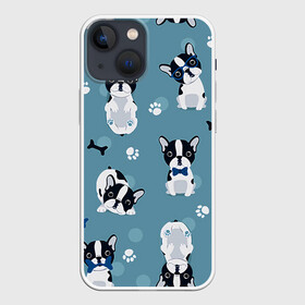 Чехол для iPhone 13 mini с принтом Собачки в Екатеринбурге,  |  | dog | dogs | забавная | играется | косточка | лапки | люблю | мордочка | мордочкой | собак | собаки | собачки