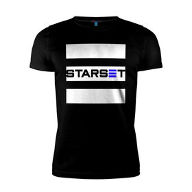 Мужская футболка хлопок Slim с принтом Starset logo в Екатеринбурге, 92% хлопок, 8% лайкра | приталенный силуэт, круглый вырез ворота, длина до линии бедра, короткий рукав | Тематика изображения на принте: logo | rock | starset | лого | рок | старсет