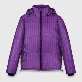 Мужская зимняя куртка 3D с принтом Фиолетовая волна в Екатеринбурге, верх — 100% полиэстер; подкладка — 100% полиэстер; утеплитель — 100% полиэстер | длина ниже бедра, свободный силуэт Оверсайз. Есть воротник-стойка, отстегивающийся капюшон и ветрозащитная планка. 

Боковые карманы с листочкой на кнопках и внутренний карман на молнии. | Тематика изображения на принте: волна | мелкая волна | узор волна | фиолет | фиолетовая волна | фиолетовые волны | фиолетовый | фиолетовый цвет