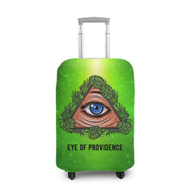Чехол для чемодана 3D с принтом Всевидящее око в Екатеринбурге, 86% полиэфир, 14% спандекс | двустороннее нанесение принта, прорези для ручек и колес | всевидящее око | глаз | за тобой наблюдают | заговор | зрачок | креатив | листва | листья | масон | масоны | наблюдение | сговор | треугольник