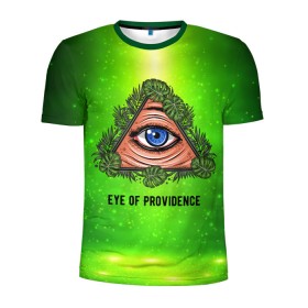 Мужская футболка 3D спортивная с принтом Всевидящее око в Екатеринбурге, 100% полиэстер с улучшенными характеристиками | приталенный силуэт, круглая горловина, широкие плечи, сужается к линии бедра | всевидящее око | глаз | за тобой наблюдают | заговор | зрачок | креатив | листва | листья | масон | масоны | наблюдение | сговор | треугольник