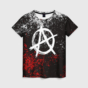 Женская футболка 3D с принтом АНАРХИЯ в Екатеринбурге, 100% полиэфир ( синтетическое хлопкоподобное полотно) | прямой крой, круглый вырез горловины, длина до линии бедер | anarchy | riot | rock | анархия | бунт | знаки | музыка | панки | рок | символ