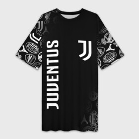 Платье-футболка 3D с принтом JUVENTUS | ЮВЕНТУС (Z) в Екатеринбурге,  |  | Тематика изображения на принте: arsenal | bayern | bayern munchen | borussia | chelsea | fc barca | juventus | liverp | manchester city | manchester united | milan | real madrid | арсенал | бавария | барселона | боруссия | манчестер сити | манчестер