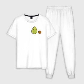 Мужская пижама хлопок с принтом Авокадо в Екатеринбурге, 100% хлопок | брюки и футболка прямого кроя, без карманов, на брюках мягкая резинка на поясе и по низу штанин
 | Тематика изображения на принте: avocado | vegan | vegetarian | авокадо | веган | вегетарианство