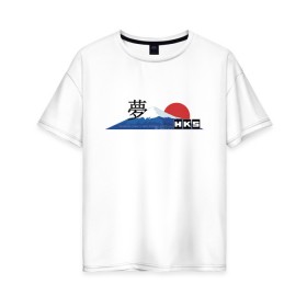 Женская футболка хлопок Oversize с принтом HKS Japan JDM в Екатеринбурге, 100% хлопок | свободный крой, круглый ворот, спущенный рукав, длина до линии бедер
 | 