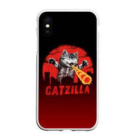 Чехол для iPhone XS Max матовый с принтом CATZILLA в Екатеринбурге, Силикон | Область печати: задняя сторона чехла, без боковых панелей | Тематика изображения на принте: catzilla | годзилла | кот | котик | кошка | кэтзилла | мимими | прикол | прикольная