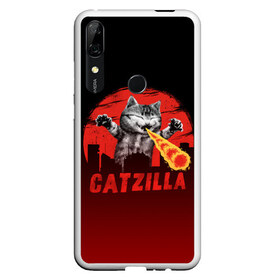 Чехол для Honor P Smart Z с принтом CATZILLA в Екатеринбурге, Силикон | Область печати: задняя сторона чехла, без боковых панелей | Тематика изображения на принте: catzilla | годзилла | кот | котик | кошка | кэтзилла | мимими | прикол | прикольная