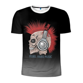 Мужская футболка 3D спортивная с принтом Rebel hard music в Екатеринбурге, 100% полиэстер с улучшенными характеристиками | приталенный силуэт, круглая горловина, широкие плечи, сужается к линии бедра | punk | rebel hard music | rock | метал | металл | панк | панки | рок | рокер | тяжелая музыка