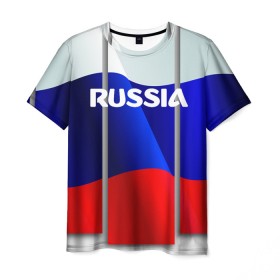 Мужская футболка 3D с принтом Россия. в Екатеринбурге, 100% полиэфир | прямой крой, круглый вырез горловины, длина до линии бедер | 8 | 8 марта | russia | весна | женский день | идея подарка | любимой | март | международный женский день | наша раша | патриотизм | подарок | праздник | раша | россия | россия 2020 | ст | штамп | я русский