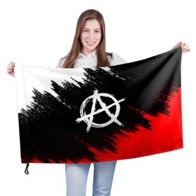 Флаг 3D с принтом АНАРХИЯ в Екатеринбурге, 100% полиэстер | плотность ткани — 95 г/м2, размер — 67 х 109 см. Принт наносится с одной стороны | anarchy | riot | rock | анархия | бунт | знаки | музыка | панки | рок | символ