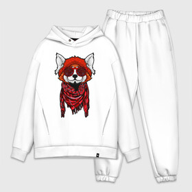 Мужской костюм хлопок OVERSIZE с принтом Красная панда в Екатеринбурге,  |  | cool | cute | fashion | panda | red | в очках | забавная | красная | крутая | милая | модная | очки | панда | пандарен | пандочка | пандочки | панды | смешная | солнечные очки | улыбается