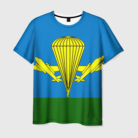 Мужская футболка 3D с принтом ВДВ в Екатеринбурге, 100% полиэфир | прямой крой, круглый вырез горловины, длина до линии бедер | 23 февраля | вдв | защитник | мужик. | никто кроме нас | парашют | фонтан