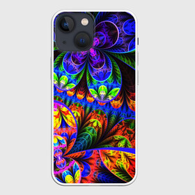 Чехол для iPhone 13 mini с принтом ФРАКТАЛЬНЫЙ НЕОН в Екатеринбурге,  |  | abstract | abstraction | color | fractal | geometry | paitnt | polygon | polygonal | psy | абстракция | геометрия | краски | неоновые | полигоны | психоделика | фрактал