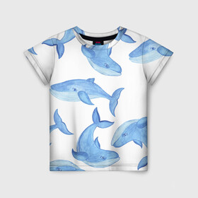 Детская футболка 3D с принтом Косяк китов в Екатеринбурге, 100% гипоаллергенный полиэфир | прямой крой, круглый вырез горловины, длина до линии бедер, чуть спущенное плечо, ткань немного тянется | арт | карандашом | кит | киты | красками | море | моря | океан | океаны | под водой | рисунок