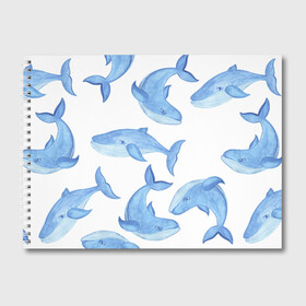 Альбом для рисования с принтом Косяк китов в Екатеринбурге, 100% бумага
 | матовая бумага, плотность 200 мг. | арт | карандашом | кит | киты | красками | море | моря | океан | океаны | под водой | рисунок