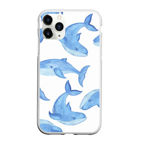Чехол для iPhone 11 Pro матовый с принтом Косяк китов в Екатеринбурге, Силикон |  | арт | карандашом | кит | киты | красками | море | моря | океан | океаны | под водой | рисунок