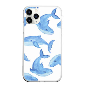 Чехол для iPhone 11 Pro Max матовый с принтом Косяк китов в Екатеринбурге, Силикон |  | арт | карандашом | кит | киты | красками | море | моря | океан | океаны | под водой | рисунок