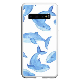 Чехол для Samsung Galaxy S10 с принтом Косяк китов в Екатеринбурге, Силикон | Область печати: задняя сторона чехла, без боковых панелей | арт | карандашом | кит | киты | красками | море | моря | океан | океаны | под водой | рисунок