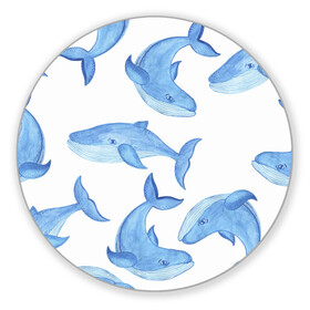 Коврик для мышки круглый с принтом Косяк китов в Екатеринбурге, резина и полиэстер | круглая форма, изображение наносится на всю лицевую часть | арт | карандашом | кит | киты | красками | море | моря | океан | океаны | под водой | рисунок