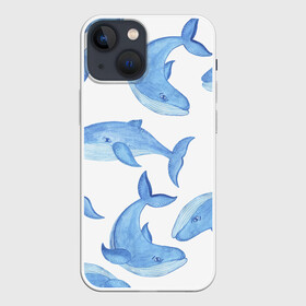 Чехол для iPhone 13 mini с принтом Косяк китов в Екатеринбурге,  |  | арт | карандашом | кит | киты | красками | море | моря | океан | океаны | под водой | рисунок