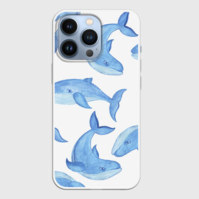 Чехол для iPhone 13 Pro с принтом Косяк китов в Екатеринбурге,  |  | арт | карандашом | кит | киты | красками | море | моря | океан | океаны | под водой | рисунок