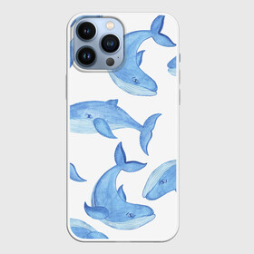 Чехол для iPhone 13 Pro Max с принтом Косяк китов в Екатеринбурге,  |  | арт | карандашом | кит | киты | красками | море | моря | океан | океаны | под водой | рисунок