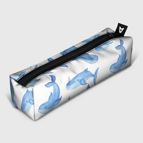 Пенал 3D с принтом Косяк китов в Екатеринбурге, 100% полиэстер | плотная ткань, застежка на молнии | арт | карандашом | кит | киты | красками | море | моря | океан | океаны | под водой | рисунок