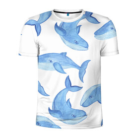 Мужская футболка 3D спортивная с принтом Косяк китов в Екатеринбурге, 100% полиэстер с улучшенными характеристиками | приталенный силуэт, круглая горловина, широкие плечи, сужается к линии бедра | арт | карандашом | кит | киты | красками | море | моря | океан | океаны | под водой | рисунок