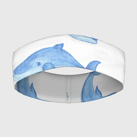 Повязка на голову 3D с принтом Косяк китов в Екатеринбурге,  |  | арт | карандашом | кит | киты | красками | море | моря | океан | океаны | под водой | рисунок