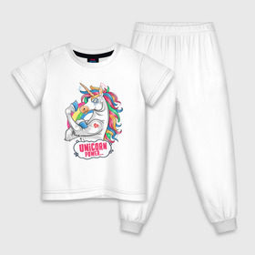 Детская пижама хлопок с принтом Unicorn Power Единорог в Екатеринбурге, 100% хлопок |  брюки и футболка прямого кроя, без карманов, на брюках мягкая резинка на поясе и по низу штанин
 | 