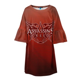 Детское платье 3D с принтом Assassin’s Creed. в Екатеринбурге, 100% полиэстер | прямой силуэт, чуть расширенный к низу. Круглая горловина, на рукавах — воланы | game | stream | ассасин крид | ассасинc | ассасины | видеоигра | война | дезмонд майлс | игра | стрим | тамплиеры