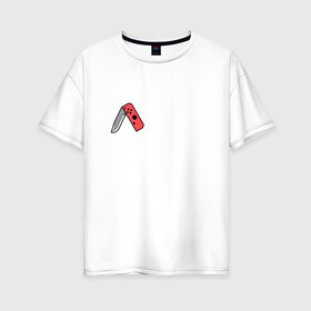 Женская футболка хлопок Oversize с принтом Nintendo knife в Екатеринбурге, 100% хлопок | свободный крой, круглый ворот, спущенный рукав, длина до линии бедер
 | nintendo | nintendo switch | игра | игровая приставка | консоль | нинтендо свитч | нож | прикольная картинка