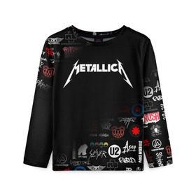 Детский лонгслив 3D с принтом Metallica в Екатеринбурге, 100% полиэстер | длинные рукава, круглый вырез горловины, полуприлегающий силуэт
 | james alan hetfield | джеймс хетфилд | кирк хэмметт | ларс ульрих | металлика | музыка | роберт трухильо | трэш метал | хеви метал