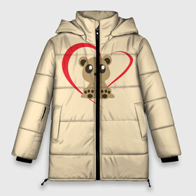 Женская зимняя куртка 3D с принтом Мишка в Екатеринбурге, верх — 100% полиэстер; подкладка — 100% полиэстер; утеплитель — 100% полиэстер | длина ниже бедра, силуэт Оверсайз. Есть воротник-стойка, отстегивающийся капюшон и ветрозащитная планка. 

Боковые карманы с листочкой на кнопках и внутренний карман на молнии | 8марта | brown bear | gift | girls | heart | love | march 8 | plush | spring | весна | девочки | девушкам | коричневый медведь | любовь | мишка | плюшевый | подарок | сердце