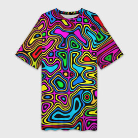 Платье-футболка 3D с принтом Психоделика в Екатеринбурге,  |  | Тематика изображения на принте: acid | hyper | neon | абстракция | дискотека | кислота | кислотная футболка | кислотный | клуб | клубная | неон | неоновый свет | ночной | растаман | трип | хайп | хайпер | яркий