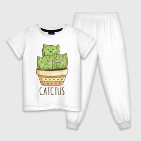 Детская пижама хлопок с принтом Catctus в Екатеринбурге, 100% хлопок |  брюки и футболка прямого кроя, без карманов, на брюках мягкая резинка на поясе и по низу штанин
 | Тематика изображения на принте: art | cactus | cats | kittens | pot | арт | горшок | кактус | коты | котята | кошки
