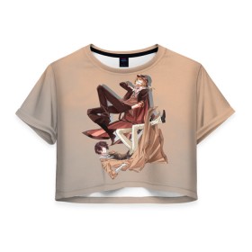 Женская футболка Crop-top 3D с принтом Дазай и Чуя в Екатеринбурге, 100% полиэстер | круглая горловина, длина футболки до линии талии, рукава с отворотами | bungou stray dogs | аниме | великие из бродячих псов | дазай | чуя