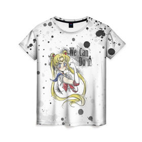 Женская футболка 3D с принтом Sailor Moon. We can do it! в Екатеринбурге, 100% полиэфир ( синтетическое хлопкоподобное полотно) | прямой крой, круглый вырез горловины, длина до линии бедер | ami | girl | mizuno | moon | sailor | tsukino | usagi | ами | банни | волшебница | девушка | малышка | махо сёдзё | мидзуно | минако | мун | рэй | сейлор | усаги | хино | цукино | чибиуса