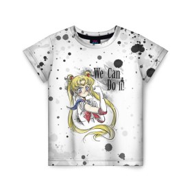 Детская футболка 3D с принтом Sailor Moon. We can do it! в Екатеринбурге, 100% гипоаллергенный полиэфир | прямой крой, круглый вырез горловины, длина до линии бедер, чуть спущенное плечо, ткань немного тянется | Тематика изображения на принте: ami | girl | mizuno | moon | sailor | tsukino | usagi | ами | банни | волшебница | девушка | малышка | махо сёдзё | мидзуно | минако | мун | рэй | сейлор | усаги | хино | цукино | чибиуса