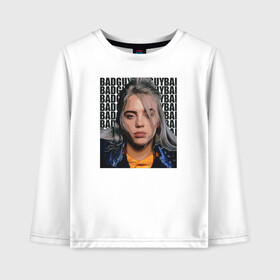 Детский лонгслив хлопок с принтом Billie Eilish (со спиной) в Екатеринбурге, 100% хлопок | круглый вырез горловины, полуприлегающий силуэт, длина до линии бедер | Тематика изображения на принте: ailish | billi | billie eilish | bury a friend | copycat | crown | dont smile at me | lovely | music | my boy | party favor | pop | били | билли айлиш | музыка | певица | поп | эйлиш