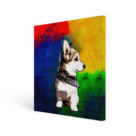 Холст квадратный с принтом Корги в Екатеринбурге, 100% ПВХ |  | Тематика изображения на принте: art | corgi | dog | арт | корги | собака
