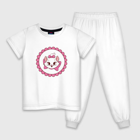 Детская пижама хлопок с принтом Кошечка Мари в Екатеринбурге, 100% хлопок |  брюки и футболка прямого кроя, без карманов, на брюках мягкая резинка на поясе и по низу штанин
 | 