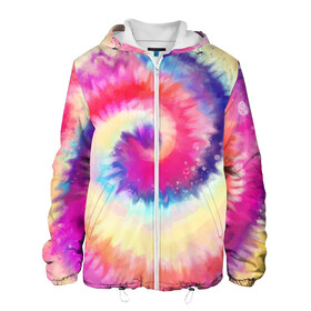 Мужская куртка 3D с принтом Tie Dye vortex в Екатеринбурге, ткань верха — 100% полиэстер, подклад — флис | прямой крой, подол и капюшон оформлены резинкой с фиксаторами, два кармана без застежек по бокам, один большой потайной карман на груди. Карман на груди застегивается на липучку | Тематика изображения на принте: art | hype | maelstrom | swirl | tie dye | trend | vortex | акварель | акрил | арт | буйство | вихрь | дизайн | завихрение | краски | красок | тай дай | торнадо | тренд | трендовая | хайповая