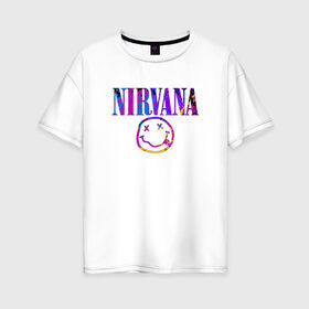 Женская футболка хлопок Oversize с принтом NIRVANA в Екатеринбурге, 100% хлопок | свободный крой, круглый ворот, спущенный рукав, длина до линии бедер
 | 