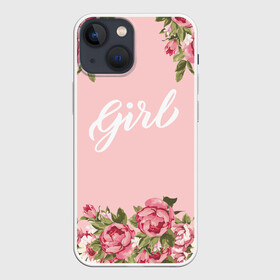Чехол для iPhone 13 mini с принтом Girl в Екатеринбурге,  |  | 8 марта | girl | девушкам | девушки | листья | подарок | цветы